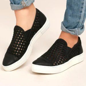 Seychelles Latest Black Leather Slip-On Sneakers